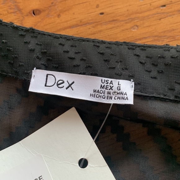 Dex Anita Midi Dress Women’s Black Button Up Overlay w/ Satin Slip Size Large - Picture 7 of 11